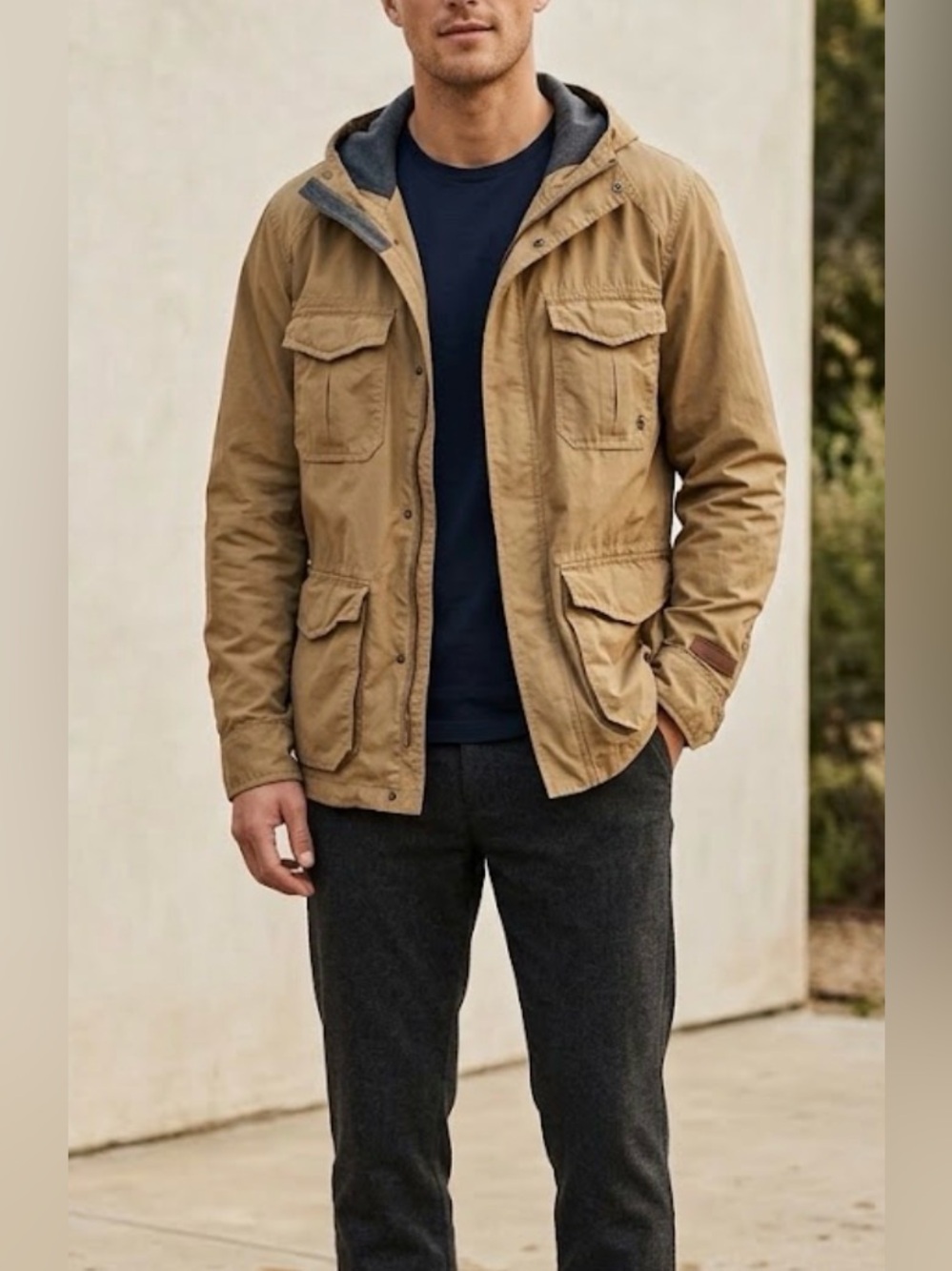 GAP Men's Hooded Field Jacket - Khaki